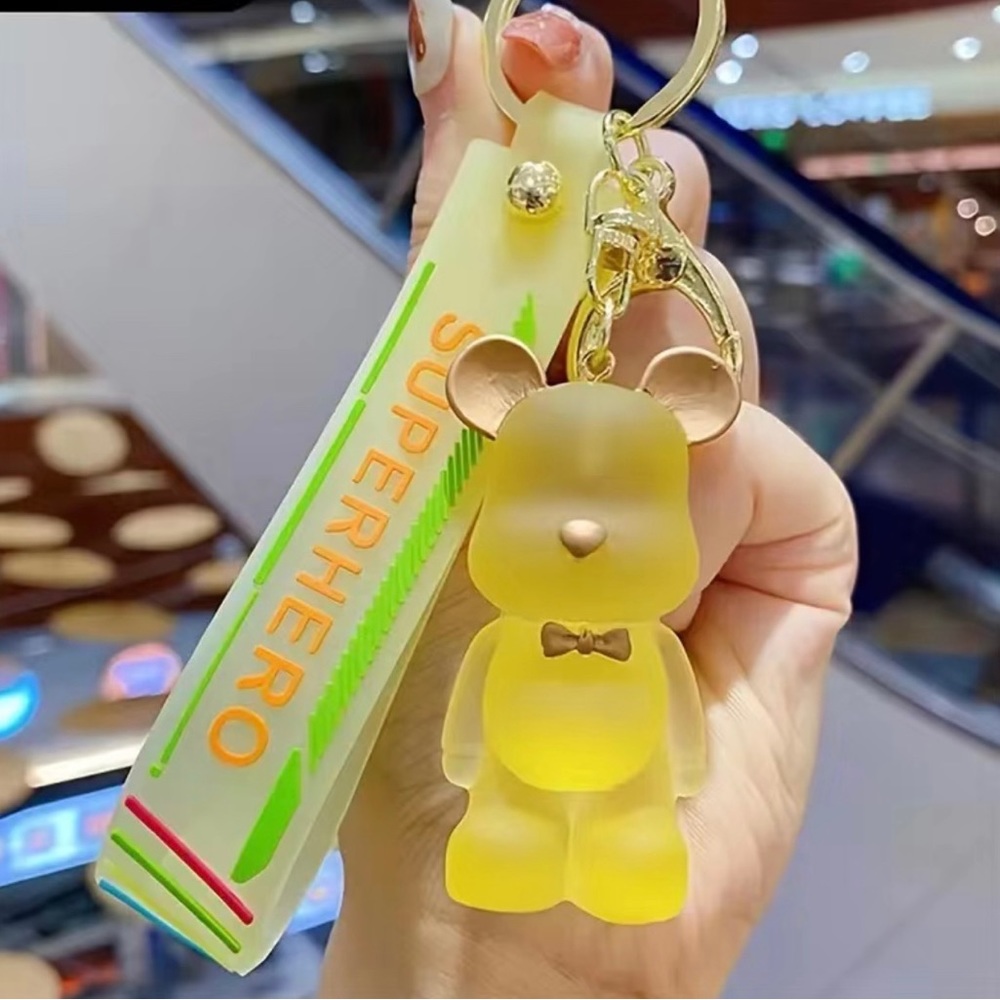 Bear Acrylic Transparent Keychain…Color: Yellow